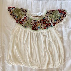 Free People Floral Embroidered Top